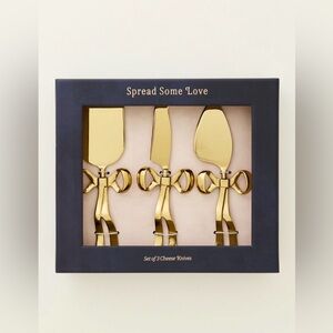 Anthropologie Benedita Stainless Steel Bow Cheese Knives, Set of 3 NWT